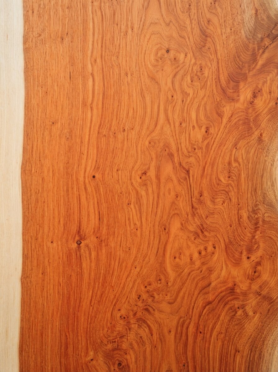Eibenholz mit orangeroter Zeichnung und hellem Splintstreifen